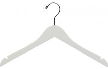 Rubber Coated White Wood Top Hanger W/ Notches (17" X 7/16")