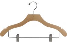 Natural Wood Combo Hanger W/ Clips & Notches (17" X 3/8")
