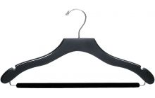 Black Wood Suit Hanger W/ Flocked Bar & Notches (17" X 3/8")