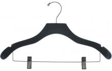 Black Wood Combo Hanger W/ Clips & Notches (17" X 3/8")