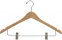 Natural Wood Combo Hanger W/ Clips & Notches (17" X 1/2")
