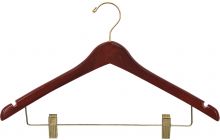 Walnut Wood Combo Hanger W/ Clips & Notches (17" X 1/2")