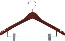 Walnut Wood Combo Hanger W/ Clips & Notches (17" X 1/2")