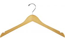 Rubber Coated Natural Wood Top Hanger W/ Notches (17" X 1/2")