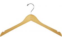 Rubber Coated Natural Wood Top Hanger W/ Notches (17" X 1/2")