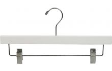 White Wood Bottom Hanger W/ Clips (14" X 5/8")