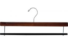 Walnut Wood Bottom Hanger W/ Flocked Bar (16" X 3/8")