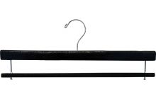 Black Wood Bottom Hanger W/ Flocked Bar (16" X 3/8")