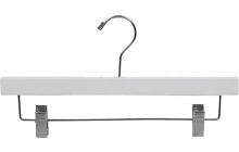 Rubber Coated White Wood Bottom Hanger W/ Clips (14" X 3/8")