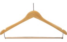 Natural Wood Anti-Theft Suit Hanger W/ Locking Bar & Notches (17" X 1/2")