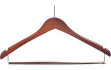 Walnut Wood Anti-Theft Suit Hanger W/ Locking Bar & Notches (17" X 1/2")