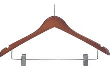 Walnut Wood Combo Hanger W/ Clips & Notches (17" X 1/2")