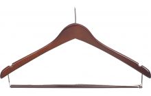 Walnut Wood Anti-Theft Suit Hanger W/ Locking Bar (17" X 1/2")