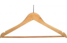 Natural Wood Anti-Theft Suit Hanger W/ Suit Bar & Notches (17" X 7/16")