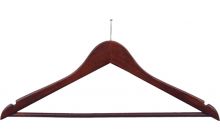 Walnut Wood Anti-Theft Suit Hanger W/ Suit Bar & Notches (17" X 7/16")