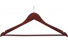 Walnut Wood Anti-Theft Suit Hanger W/ Suit Bar & Notches (17" X 7/16")