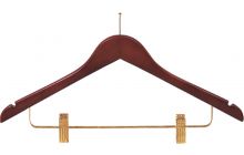 Walnut Wood Anti-Theft Combo Hanger W/ Clips & Notches (17" X 7/16")