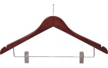 Walnut Wood Combo Hanger W/ Clips & Notches (17" X 7/16")