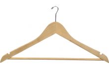 Natural Wood Anti-Theft Suit Hanger W/ Suit Bar & Notches (17" X 7/16")