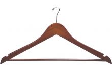 Walnut Wood Anti-Theft Suit Hanger W/ Suit Bar & Notches (17" X 7/16")