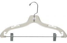 Clear Plastic Combo Hanger W/ Clips & Notches (17" X 7/16")