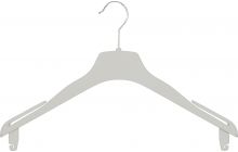Petite White Flocked Plastic Top Hanger W/ Notches (16" X 3/4")