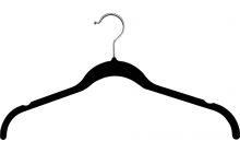Black Slim-Line Flock  Hanger W/Notches (17" X 1/4")