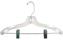 Kids Clear Plastic Combo Hanger W/ Clips & Notches (12" X 7/16")