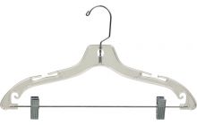 Junior Clear Plastic Combo Hanger W/ Clips & Notches (14" X 7/16")