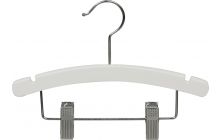 Kids White Wood Combo Hanger W/ Clips & Notches (10" X 3/8")