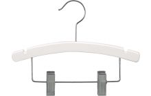 Kids White Wood Combo Hanger W/ Clips & Notches (12" X 3/8")