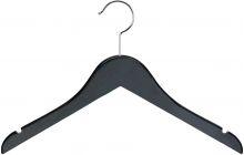 Junior Black Wood Top Hanger W/ Notches (14" X 7/16")