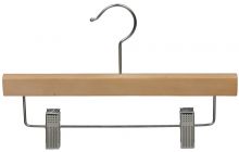 Kids Natural Wood Bottom Hanger W/ Clips (11" X 5/8")