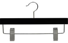 Kids Black Wood Bottom Hanger W/ Clips (11" X 5/8")