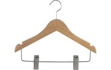 Kids Natural Wood Combo Hanger W/ Clips & Notches (11" X 7/16")