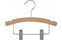 Kids Natural Wood Combo Hanger W/ Clips & Notches (10" X 3/8")