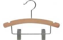 Kids Natural Wood Combo Hanger W/ Clips & Notches (12" X 3/8")