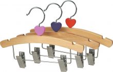 Kids Natural Wood Combo Hanger W/ Clips & Notches (10" X 3/8")