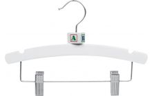 Kids White Wood Combo Hanger W/ Clips & Notches (10" X 3/8")