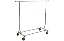 Chrome Metal Adjustable Single Bar Collapsible Garment Rack (55"H-65"H X 48"L)