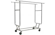 Chrome Metal Adjustable Double Bar Collapsible Garment Rack (55"H-65"H X 48"L)