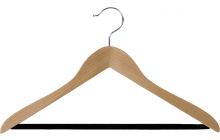 Natural Wood Suit Hanger W/ Flocked Bar (17" X 5/8")