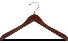 Walnut Wood Suit Hanger W/ Flocked Bar (17" X 5/8")