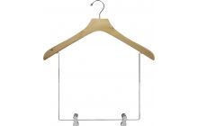 Oversized Natural Wood Display Hanger W/ 10" Deluxe Clips (18" X 2")