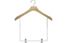Oversized Natural Wood Display Hanger W/ 10" Deluxe Clips (18" X 2")