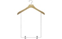 Oversized Natural Wood Display Hanger W/ 15" Deluxe Clips (18" X 2")
