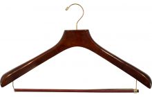 Oversized Walnut Wood Suit Hanger W/ Locking Bar (18" X 2")