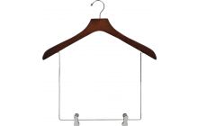 Oversized Walnut Wood Display Hanger W/ 10" Deluxe Clips (18" X 2")