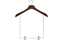 Oversized Walnut Wood Display Hanger W/ 12" Deluxe Clips (18" X 2")