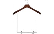 Oversized Walnut Wood Display Hanger W/ 12" Deluxe Clips (18" X 2")